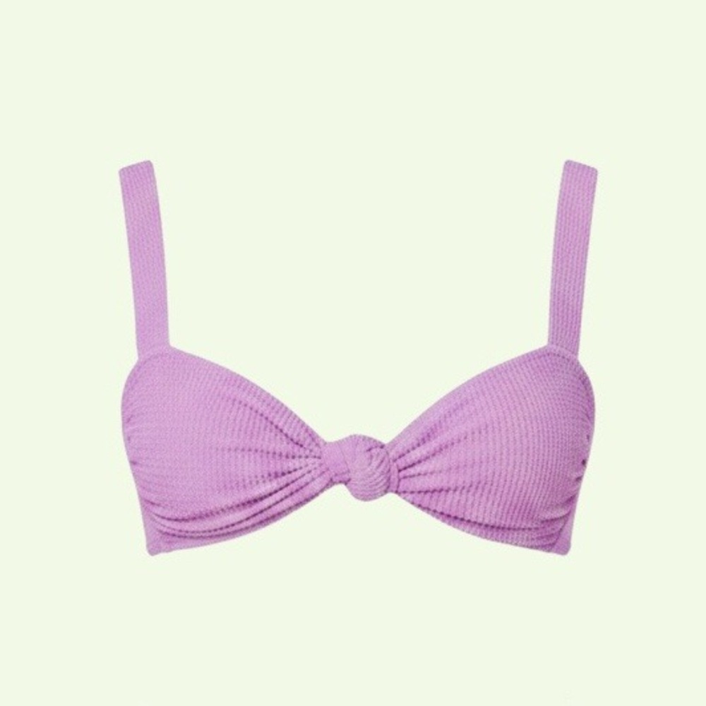 Show Me Your Mumu Bikini Top XXL Purple Smocked Crinkle Front Knot Beachwear